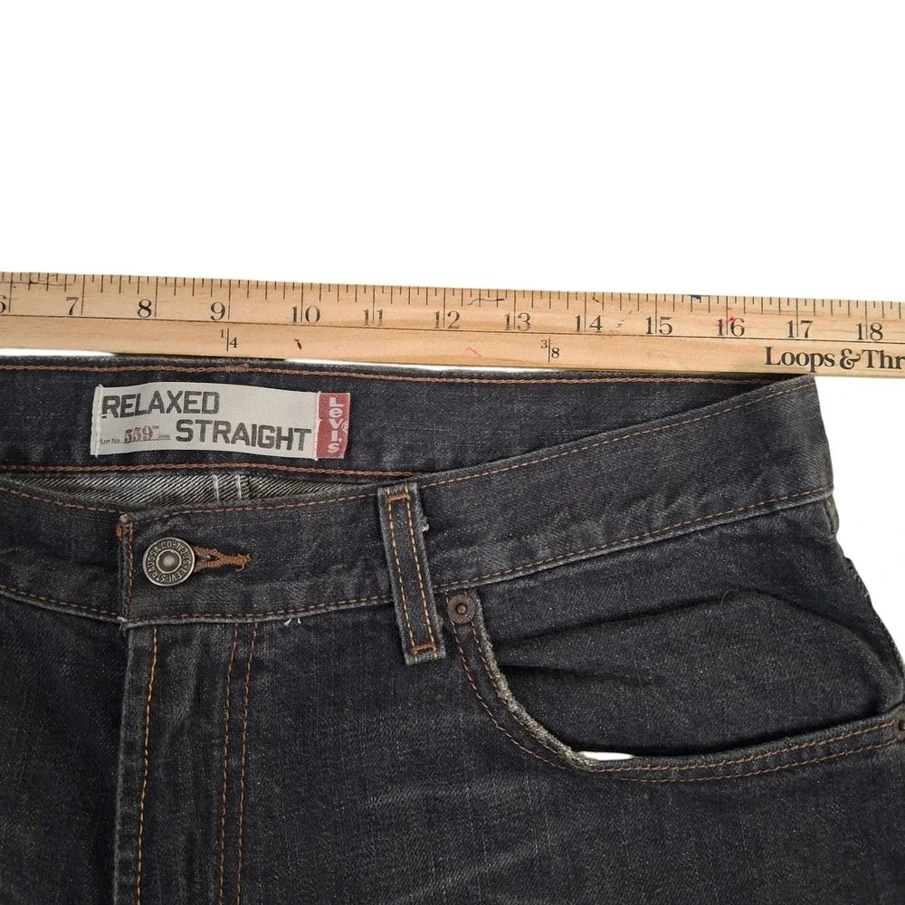 VTG Levis 559 Relaxed Straight Jeans Mens 34x34 Faded Black Denim Y2K